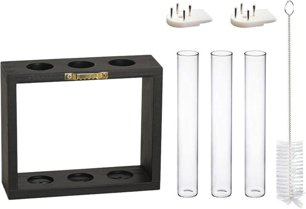 Wall Hanging Plant Propagation Station 3 Tubes with Wooden Stand Desktop Plant Terrarium for Hydroponic Plants, Home Office Decor Planter Gardening Gifts, Black - Image 5