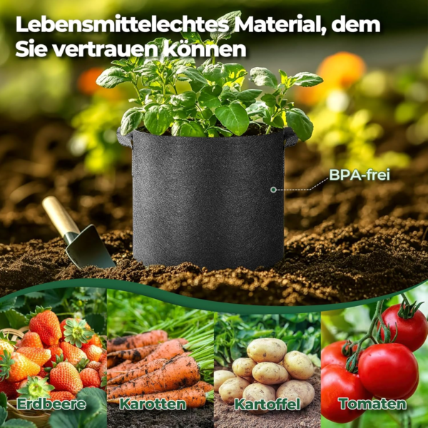 10 Gallon Grow Bags, Fabric Pots for Plants Potato Planter Grow Garden Bags to Grow Vegetables Tomato Planting Growing Bags Smart Plant Pot Container Gardening for Outdoor, Black Nonwoven (5 Pack) - Image 7