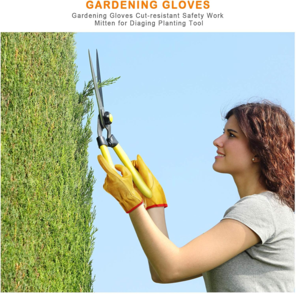 Garden Gloves Leather Gardening Gloves Thorn and Cutting Proof Work Garden Gloves - Image 3