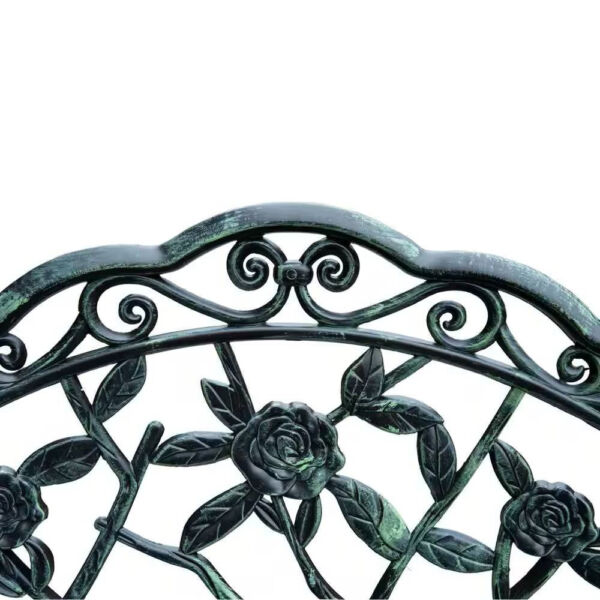 Outdoor Patio 40-inch Garden Bench with Backrest in Antique Green Metal Finish - Image 4