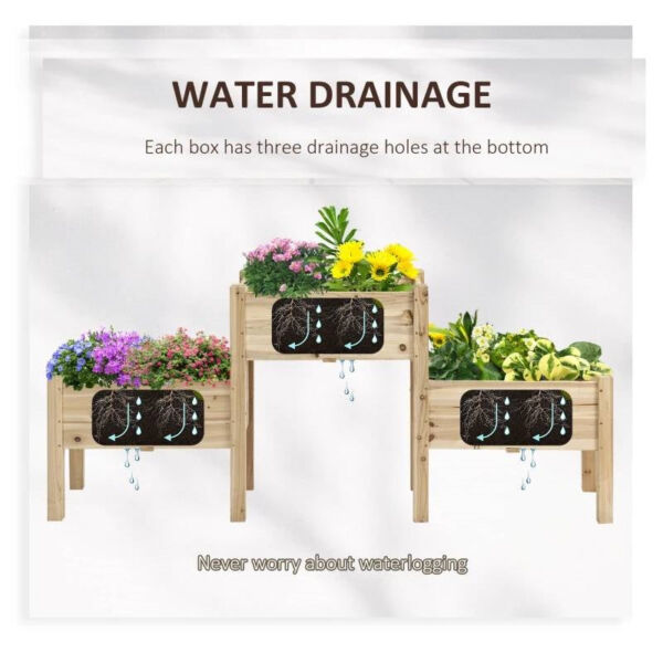 FarmHouse 3 Wooden Elevated Planter Raised Garden Beds - Image 4