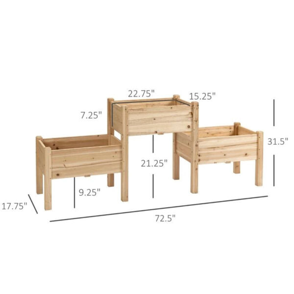 FarmHouse 3 Wooden Elevated Planter Raised Garden Beds - Image 5