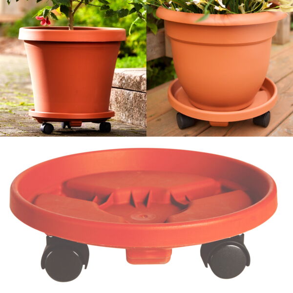 Rolling Plant Stand Caddie Saucer 12" Terra Cotta - Image 8
