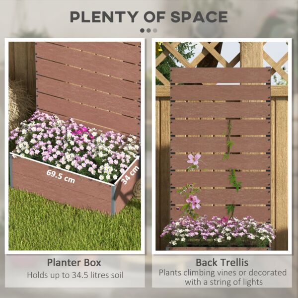 Garden Planter with Trellis for Climbing Plants, Vines, Flowers, Freestanding Raised Bed for Garden, Outdoor, Patio, Planter Box with Drainage Gap, 72x38x150cm, Light Brown - Image 4