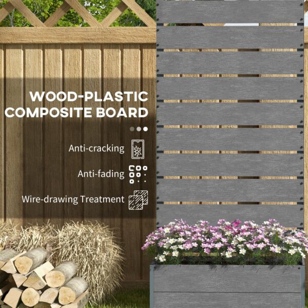 Garden Planter with Trellis for Climbing Plants, Vines, Flowers, Freestanding Raised Bed for Garden, Outdoor, Patio, Planter Box with Drainage Gap, 72x38x150cm, Dark Grey - Image 5