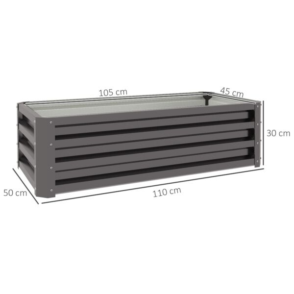 Steel Raised Beds for Garden, Outdoor Planter Box, Set of 2, for Flowers, Herbs and Vegetables, Dark Grey - Image 3