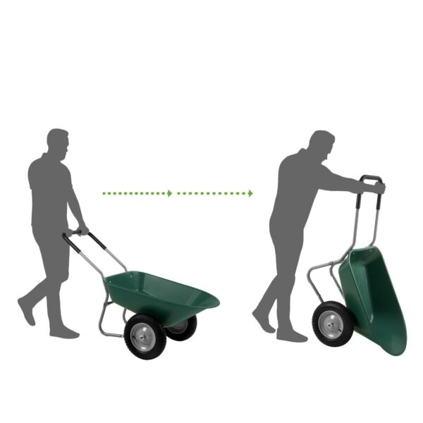 Heavy Duty 2-Wheel Multipurpose Rust Proof Wheelbarrow - Green - Image 2