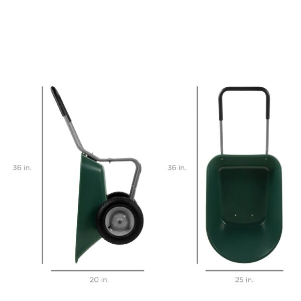 Heavy Duty 2-Wheel Multipurpose Rust Proof Wheelbarrow - Green - Image 4