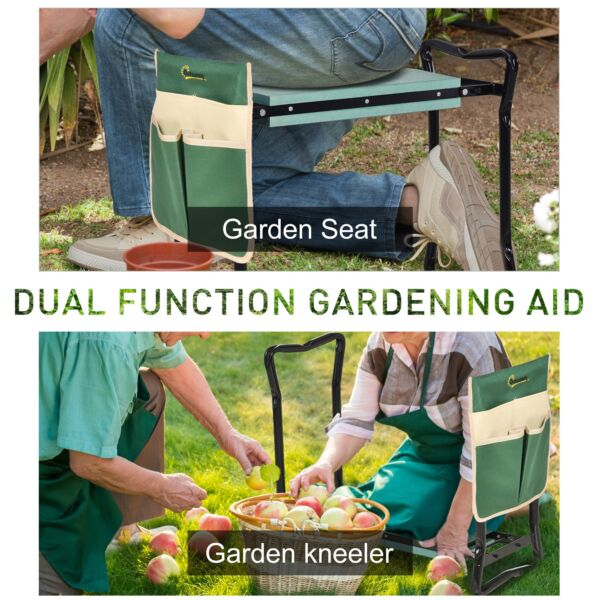Foldable Steel Frame Garden Kneeler Seat w/ Foam Bag Tool Bag Pouch Outdoor Garden Stable Sturdy Assistance Versatile Use - Image 4