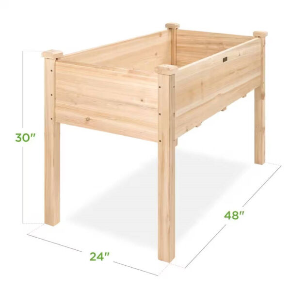 Outdoor 4-ft x 2-ft Fir Wood Raised Garden Bed Planter Box - Image 5