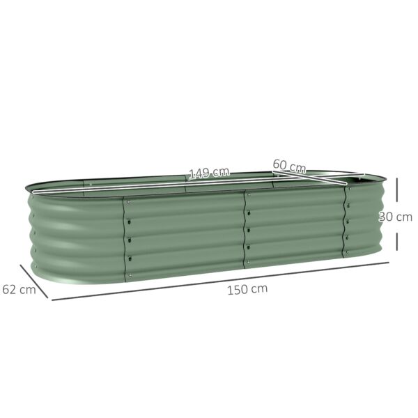 Galvanised Raised Garden Bed, Metal Planter Box with Safety Edging, for Flowers, Herbs, Succulents, Green - Image 3