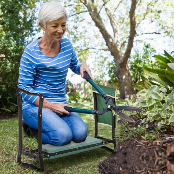 Foldable Steel Frame Garden Kneeler Seat w/ Foam Bag Tool Bag Pouch Outdoor Garden Stable Sturdy Assistance Versatile Use - Image 2