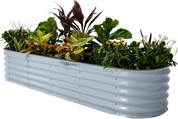 17" Tall 9 in 1 Raised Gardening Bed 8Ftx2Ft Metal Outdoor Planter Modern Gray - Image 14
