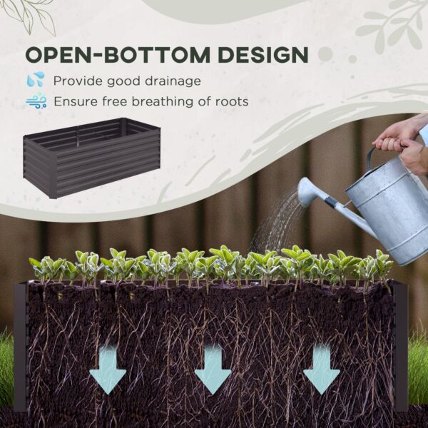 Set of 2 Raised Beds for Garden, Galvanised Steel Outdoor Planters with Multi-reinforced Rods for Vegetables, Plants, Flowers and Herbs, 180 x 90 x 59 cm, Dark Grey - Image 4