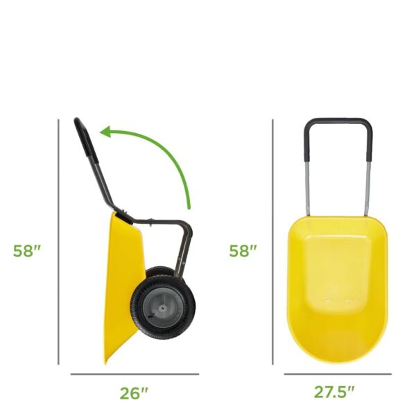 Heavy Duty 2-Wheel Multipurpose Rust Proof Wheelbarrow - Yellow - Image 5