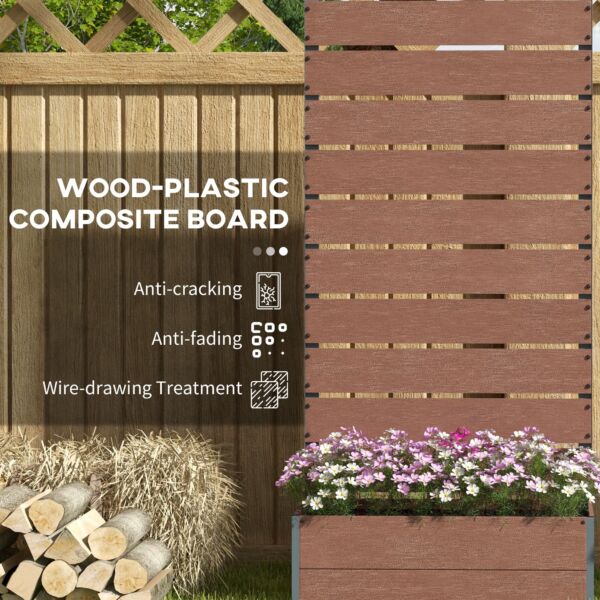 Garden Planter with Trellis for Climbing Plants, Vines, Flowers, Freestanding Raised Bed for Garden, Outdoor, Patio, Planter Box with Drainage Gap, 72x38x150cm, Light Brown - Image 5