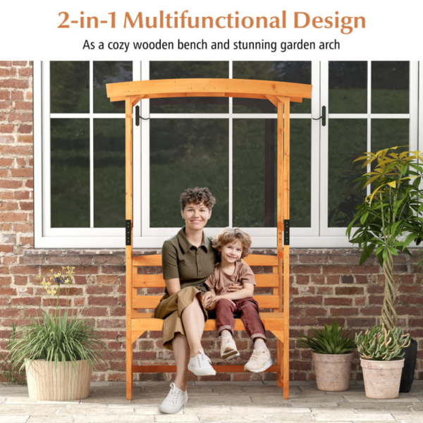 6.2 FT Tall Patio Garden Arbor with Pergola and 2-Seat Bench for Garden Lawn Backyard Decoration - Image 3