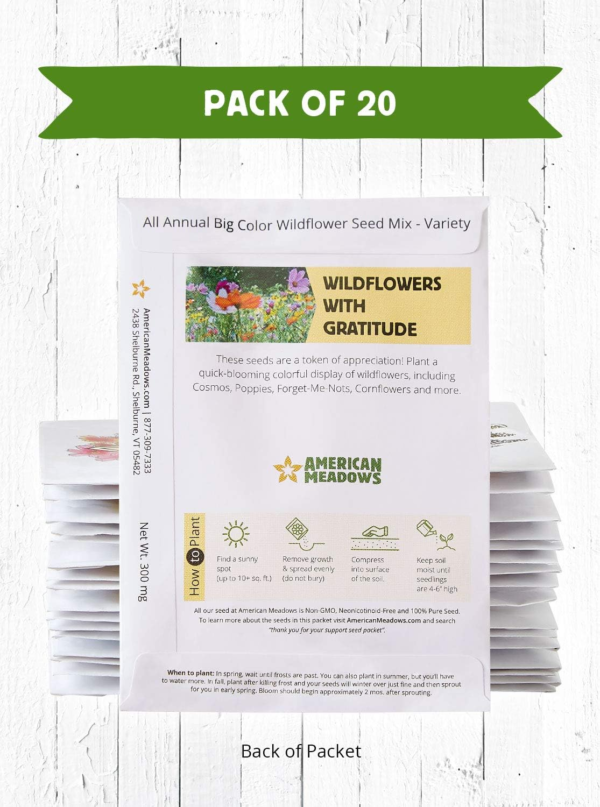Wildflower Seed Packets Thank You for Your Support Party Favors (Pack of 20) - Express Gratitude with a Wildflower Seed Mix, Great Addition or Alternative to Thank You Cards - Image 2