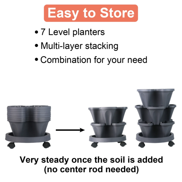 24” X 24” X 48” Vertical Dark Gray Plastic Plant Planter with Self-Watering (7 Count) - Image 5