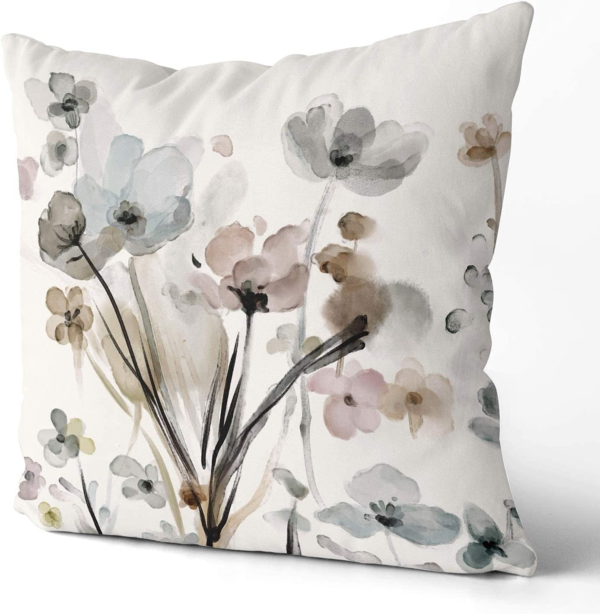 KKVEE Flower Throw Pillow Covers 18X18 Set of 2, Flowers Pillow Cushion Cases, Modern Decorative Square Pillowcases for Sofa Couch Bedroom Living Room Car - Image 5