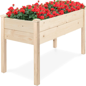 4FT Raised Garden Bed Elevated Wood Planter Box Stand for Backyard, Patio Planters Boxes Kit Flower Plant Grow Box Herb Garden Elevated Garden Bed Outdoor Indoor Patio Greenhouse