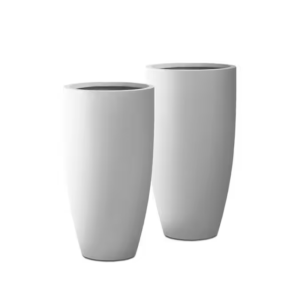 2 -Pack round 13.39-Inches W Medium White Concrete Contemporary/Modern Indoor/Outdoor Planter with Drainage Holes