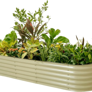 17" Tall 10 in 1 Raised Gardening Bed Modular Metal Outdoor Planter Pearl White