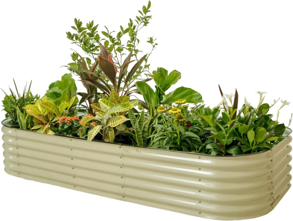 17" Tall 10 in 1 Raised Gardening Bed Modular Metal Outdoor Planter Pearl White