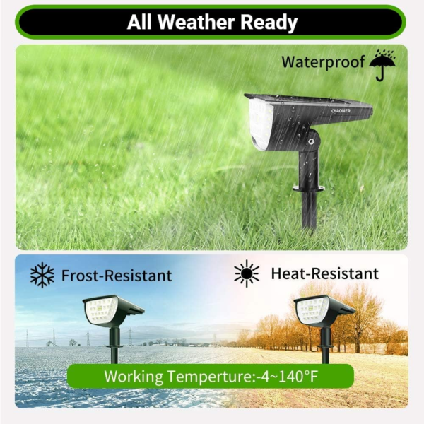 32 LED Solar Spotlights Outdoor Waterproof, 3 Modes Solar Landscape Lights, Outdoor Solar Powered Spot Lights for Yard Garden Driveway Porch Walkway Trees Patio- Cold White(6 Pack) - Image 5