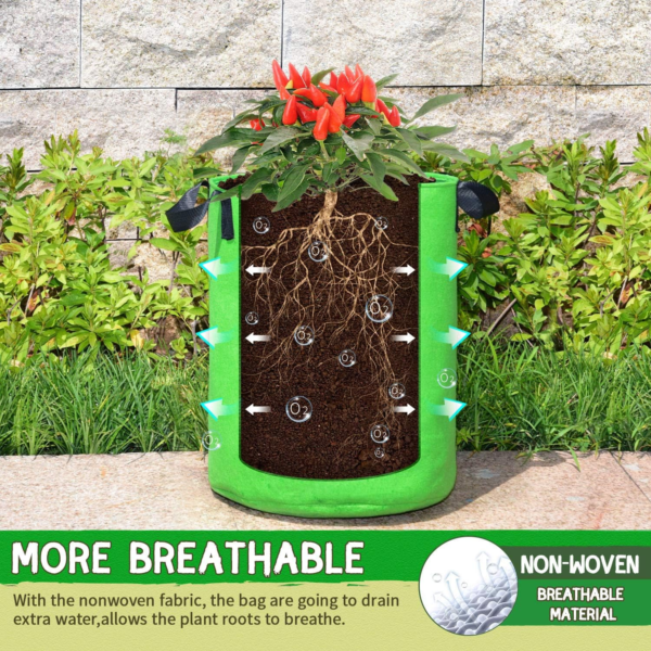 10 Gallon Potato Grow Bags, 6 Pack, Two-Sided Transparent Window Garden Planting Bag with Durable Handle, Thickened Nonwoven Fabric Pots Vegetable Grow Bags for Tomato, Carrot, Onion, Fruits, Flower - Image 3