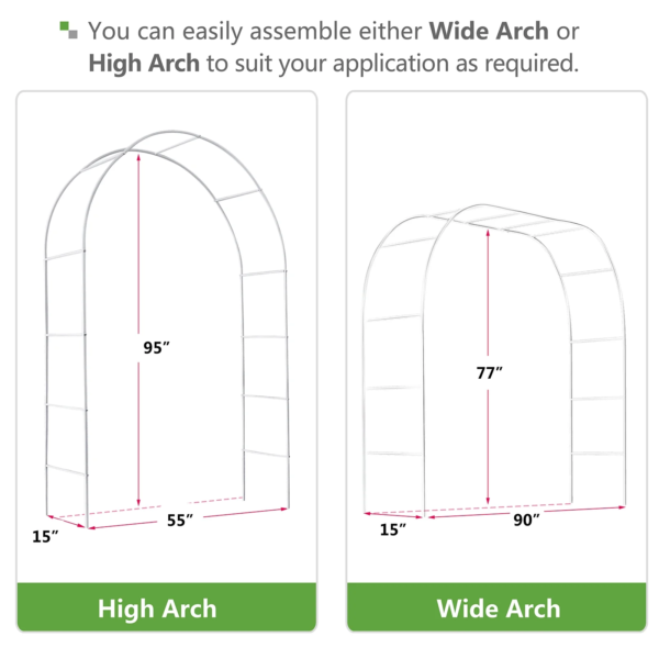 8Ft H Metal Garden Arch Trellis,Arbor Trellis for Climbing Plants Support or Wedding Decor,White - Image 6