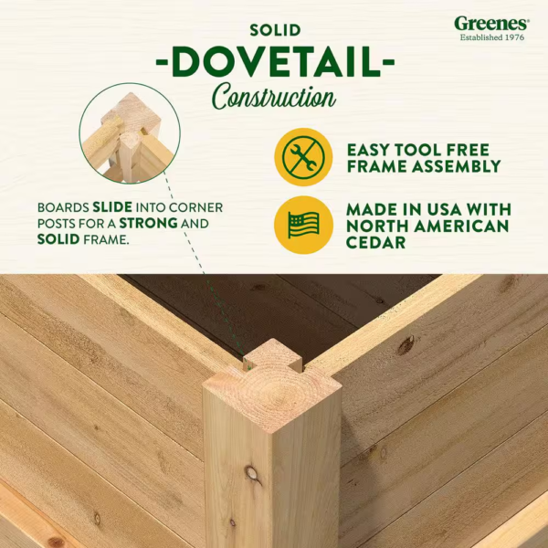 48 In. L X 24 In. W X 31 In. H Original Cedar Elevated Garden Bed - Image 6