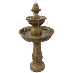 38 In. 2-Tier Blooming Flower Outdoor Water Fountain