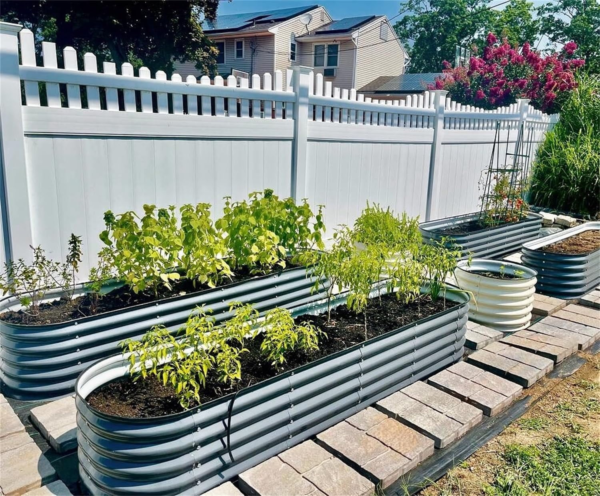 17" Tall 9 in 1 Raised Gardening Bed 8Ftx2Ft Metal Outdoor Planter Modern Gray - Image 8
