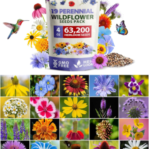63,200+ Wildflower Seeds Bulk: (4Oz) Perennial Wild Flower Seeds for Planting - Butterfly Garden Seeds for Attracting Birds & Bees - 19 Variety