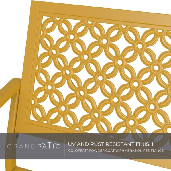 Outdoor Bench, Garden Benches with Anti-Rust Metal Powder Coated Frame, Patio Bench for Front Porch Park outside Furniture Decor, Sunflower Yellow - Image 8