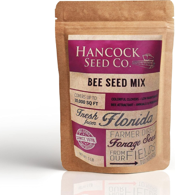 Hancock Bee Seed Mix, Non GMO Mix Produces Colorful Pollen & Nectar Producing Flowers, 5 LB Bag