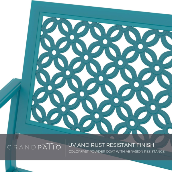 Outdoor Bench, Garden Benches with Anti-Rust Metal Powder Coated Frame, Patio Bench for Front Porch Park outside Furniture Decor, Lake Shore - Image 7