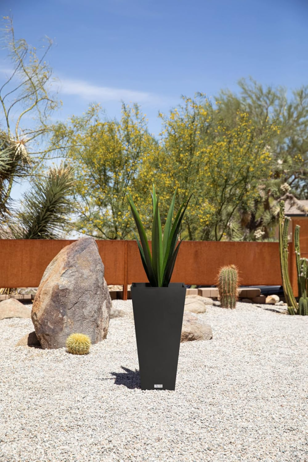 V-Resin Indoor/Outdoor Taper Planter (26 Inch, Black) - Image 7