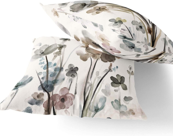 KKVEE Flower Throw Pillow Covers 18X18 Set of 2, Flowers Pillow Cushion Cases, Modern Decorative Square Pillowcases for Sofa Couch Bedroom Living Room Car - Image 4