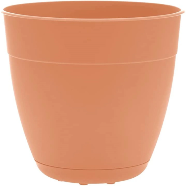 12-In Dayton 100% Recycled Plastic Planter with Saucer - Coral Color - Image 7