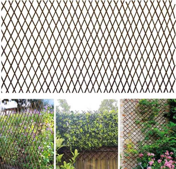 Nature Willow Trellis Expandable Plant Support Plant Climbing Lattices Trellis Willow Expandable Trellis Fence for Climbing Plants Support 36X92 Inch,Double Panel (4, Willow Wicker Fence)