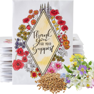 Wildflower Seed Packets Thank You for Your Support Party Favors (Pack of 20) - Express Gratitude with a Wildflower Seed Mix, Great Addition or Alternative to Thank You Cards