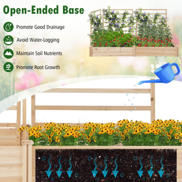 Raised Garden Bed with 2 Planter Boxes and 3 Trellis - Image 8