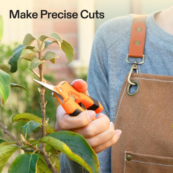 6.5 Inch Gardening Scissors Hand Pruner Pruning Shear with Straight Stainless Steel Blades Orange 1-Pack - Image 7
