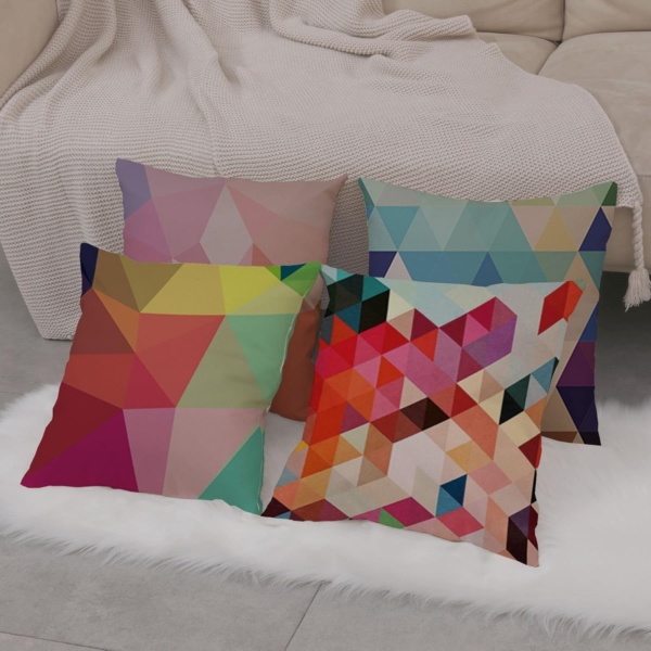 4 Pack Colorful Geometry Style Throw Pillow Covers Cases Square Decorative Cushion Covers Pillowcase Cushion Case for Sofa,Couch 20X20 Inches (Set of 4) - Image 7