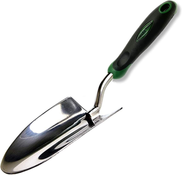 Heavy-Duty Bend-Proof Garden Trowel - Polished Stainless Steel, Rust-Resistant Hand Shovel with Comfort Grip for Efficient Digging in Rocky and Heavy Soils