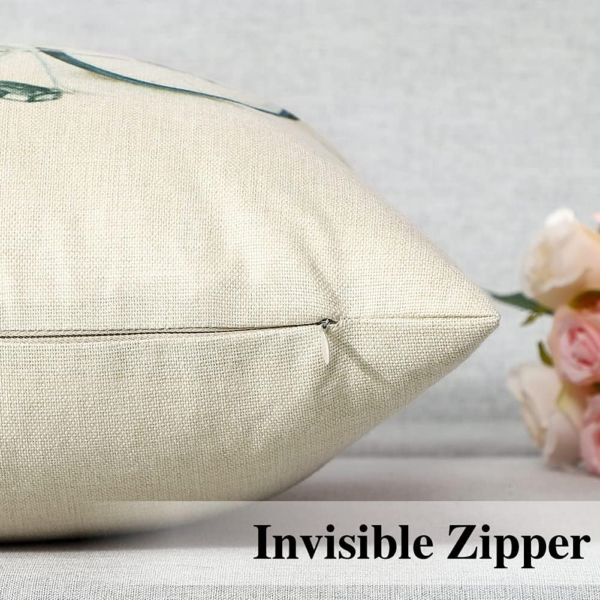 Set of 4 Decorative Throw Pillow Covers 18X18 Inches, Spring Flowers Waterproof Cushion Covers, Perfect to Outdoor Patio Garden Living Room Sofa Farmhouse Decor - Image 5