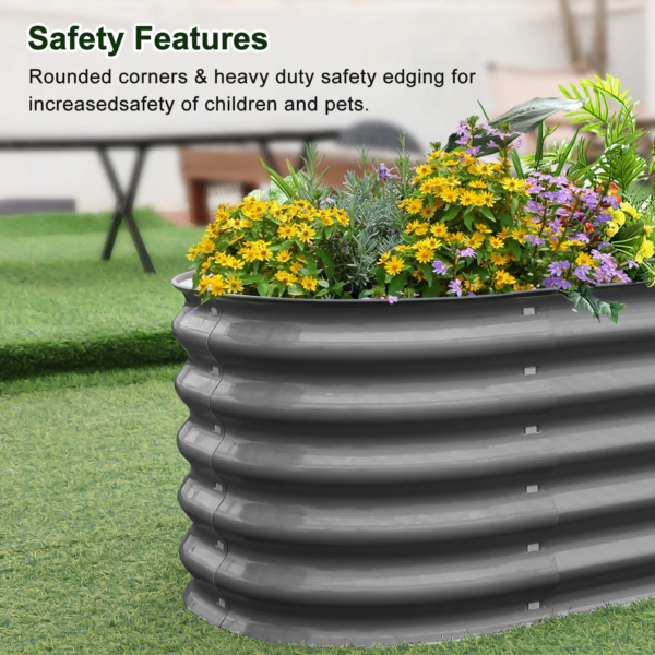 17" Tall Raised Garden Bed 9 in 1 Garden Raised 8Ftx2Ft Garden Bed Kits for Vegetables Flowers Ground Planter Box- Modern Gray - Image 6