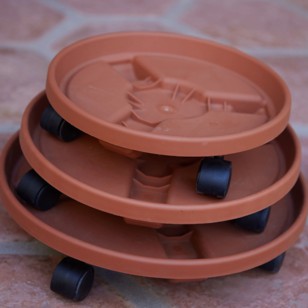 16-In round Planter Caddy with Wheels - Terra Cotta Color - 125 Lb Capacity - Image 4